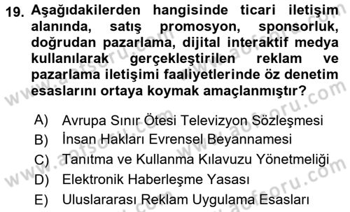 Medyada Yapım	 Dersi 2023 - 2024 Yılı Yaz Okulu Sınav Soruları 19. Soru