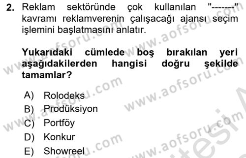 Medyada Yapım	 Dersi 2023 - 2024 Yılı Yaz Okulu Sınav Soruları 2. Soru