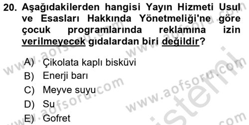 Medyada Yapım	 Dersi 2023 - 2024 Yılı Yaz Okulu Sınav Soruları 20. Soru
