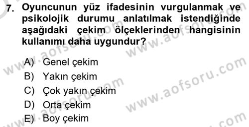 Medyada Yapım	 Dersi 2023 - 2024 Yılı Yaz Okulu Sınav Soruları 7. Soru