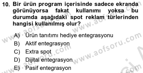 Medyada Yapım	 Dersi 2024 - 2025 Yılı (Vize) Ara Sınav Soruları 10. Soru