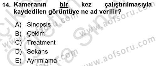 Medyada Yapım	 Dersi 2024 - 2025 Yılı (Vize) Ara Sınav Soruları 14. Soru