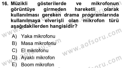 Medyada Yapım	 Dersi 2024 - 2025 Yılı (Vize) Ara Sınav Soruları 16. Soru