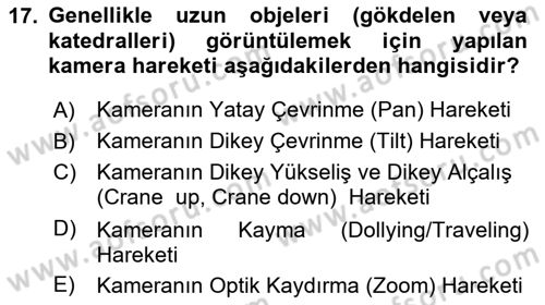 Medyada Yapım	 Dersi 2024 - 2025 Yılı (Vize) Ara Sınav Soruları 17. Soru