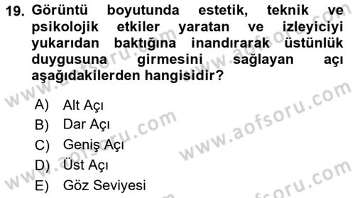 Medyada Yapım	 Dersi 2024 - 2025 Yılı (Vize) Ara Sınav Soruları 19. Soru