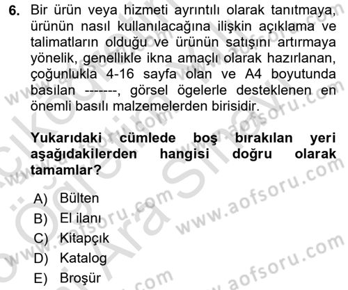 Medyada Yapım	 Dersi 2024 - 2025 Yılı (Vize) Ara Sınav Soruları 6. Soru