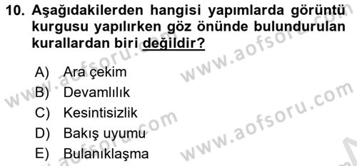 Medyada Yapım	 Dersi 2024 - 2025 Yılı (Final) Dönem Sonu Sınav Soruları 10. Soru