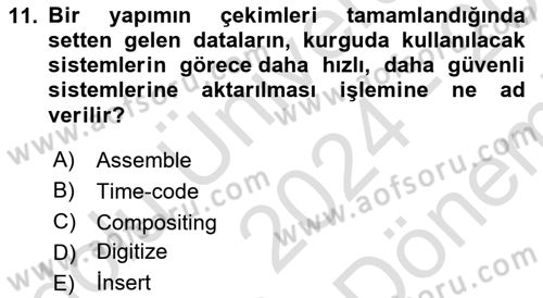 Medyada Yapım	 Dersi 2024 - 2025 Yılı (Final) Dönem Sonu Sınav Soruları 11. Soru