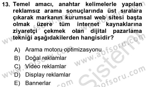 Medyada Yapım	 Dersi 2024 - 2025 Yılı (Final) Dönem Sonu Sınav Soruları 13. Soru