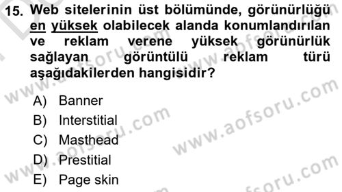 Medyada Yapım	 Dersi 2024 - 2025 Yılı (Final) Dönem Sonu Sınav Soruları 15. Soru