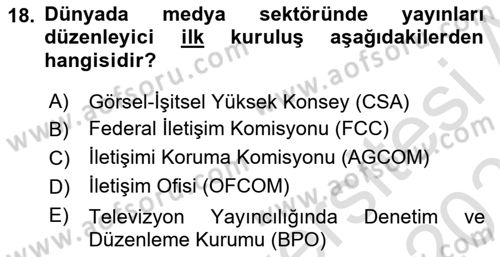 Medyada Yapım	 Dersi 2024 - 2025 Yılı (Final) Dönem Sonu Sınav Soruları 18. Soru