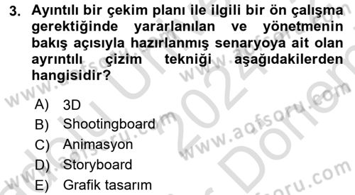 Medyada Yapım	 Dersi 2024 - 2025 Yılı (Final) Dönem Sonu Sınav Soruları 3. Soru