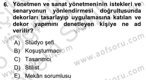 Medyada Yapım	 Dersi 2024 - 2025 Yılı (Final) Dönem Sonu Sınav Soruları 6. Soru