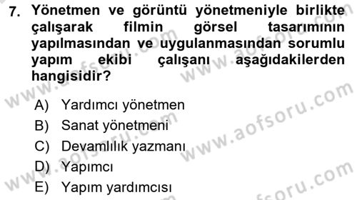 Medyada Yapım	 Dersi 2024 - 2025 Yılı (Final) Dönem Sonu Sınav Soruları 7. Soru