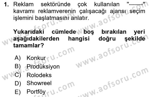 Medyada Yapım	 Dersi 2024 - 2025 Yılı Yaz Okulu Sınav Soruları 1. Soru