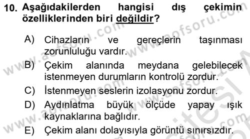 Medyada Yapım	 Dersi 2024 - 2025 Yılı Yaz Okulu Sınav Soruları 10. Soru