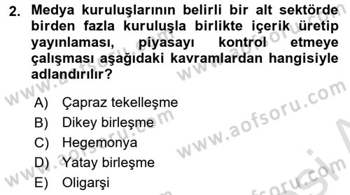 Medyada Yapım	 Dersi 2024 - 2025 Yılı Yaz Okulu Sınav Soruları 2. Soru