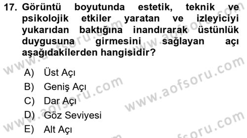 Medyada Yapım	 Dersi 2025 - 2026 Yılı (Vize) Ara Sınav Soruları 17. Soru