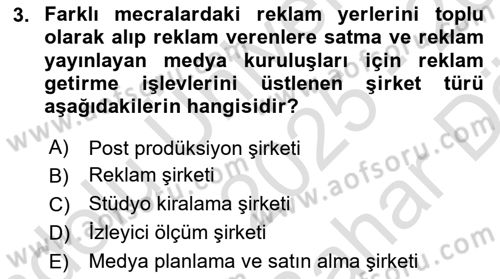 Medyada Yapım	 Dersi 2025 - 2026 Yılı (Vize) Ara Sınav Soruları 3. Soru