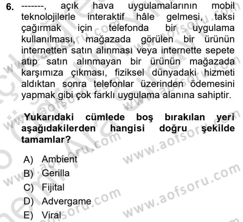 Medyada Yapım	 Dersi 2025 - 2026 Yılı (Vize) Ara Sınav Soruları 6. Soru