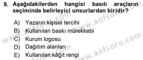Medyada Yapım	 Dersi 2025 - 2026 Yılı (Vize) Ara Sınav Soruları 9. Soru