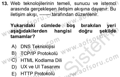 Medyada Yapım	 Dersi 2025 - 2026 Yılı (Final) Dönem Sonu Sınav Soruları 13. Soru