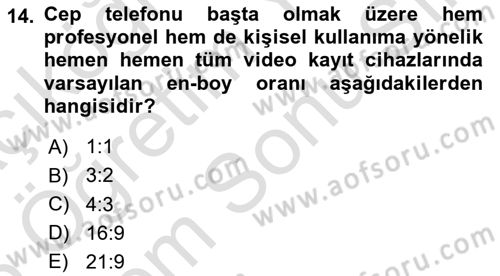 Medyada Yapım	 Dersi 2025 - 2026 Yılı (Final) Dönem Sonu Sınav Soruları 14. Soru