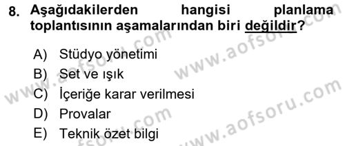 Medyada Yapım	 Dersi 2025 - 2026 Yılı (Final) Dönem Sonu Sınav Soruları 8. Soru