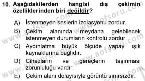 Medyada Yapım	 Dersi 2025 - 2026 Yılı Yaz Okulu Sınav Soruları 10. Soru