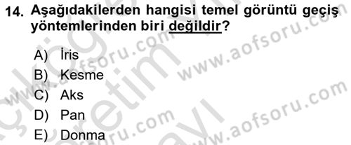 Medyada Yapım	 Dersi 2025 - 2026 Yılı Yaz Okulu Sınav Soruları 14. Soru