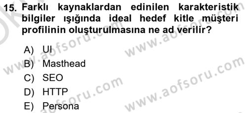 Medyada Yapım	 Dersi 2025 - 2026 Yılı Yaz Okulu Sınav Soruları 15. Soru