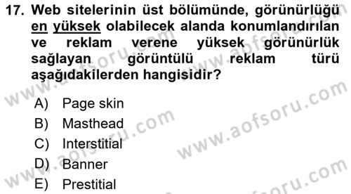Medyada Yapım	 Dersi 2025 - 2026 Yılı Yaz Okulu Sınav Soruları 17. Soru