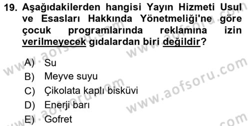 Medyada Yapım	 Dersi 2025 - 2026 Yılı Yaz Okulu Sınav Soruları 19. Soru