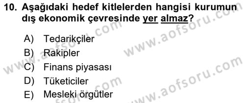 Halkla İlişkiler Kampanya Analizi Dersi 2018 - 2019 Yılı 3 Ders Sınav Soruları 10. Soru