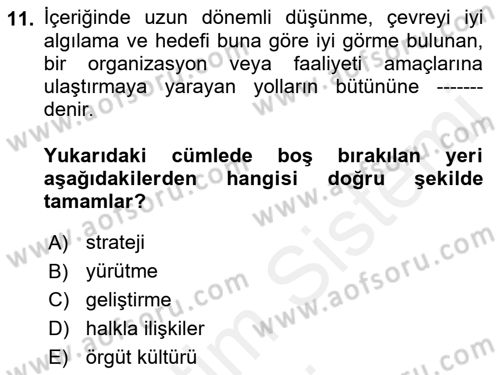 Halkla İlişkiler Kampanya Analizi Dersi Ara Sınavı Deneme Sınav Soruları 11. Soru