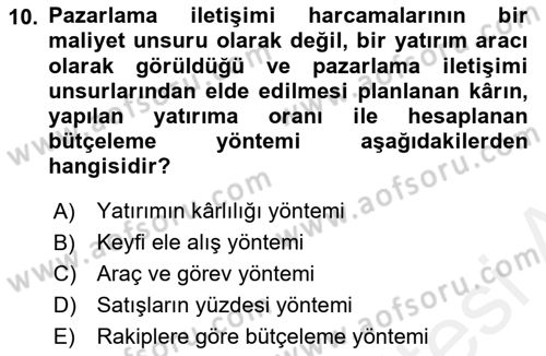 Halkla İlişkiler Kampanya Analizi Dersi 2018 - 2019 Yılı (Final) Dönem Sonu Sınav Soruları 10. Soru