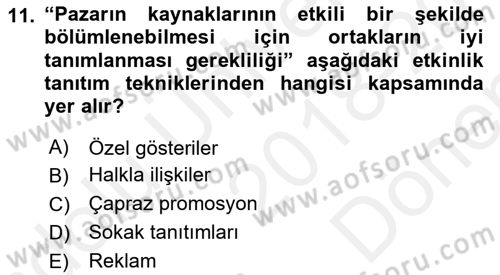 Halkla İlişkiler Kampanya Analizi Dersi 2018 - 2019 Yılı (Final) Dönem Sonu Sınav Soruları 11. Soru