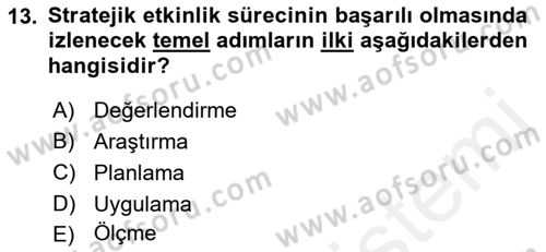 Halkla İlişkiler Kampanya Analizi Dersi 2018 - 2019 Yılı (Final) Dönem Sonu Sınav Soruları 13. Soru