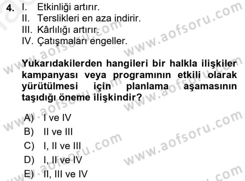 Halkla İlişkiler Kampanya Analizi Dersi 2018 - 2019 Yılı (Final) Dönem Sonu Sınav Soruları 4. Soru