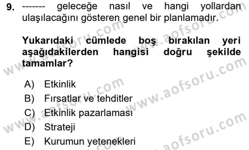 Halkla İlişkiler Kampanya Analizi Dersi 2018 - 2019 Yılı (Final) Dönem Sonu Sınav Soruları 9. Soru