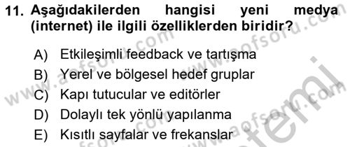 Halkla İlişkiler Kampanya Analizi Dersi 2018 - 2019 Yılı Yaz Okulu Sınav Soruları 11. Soru