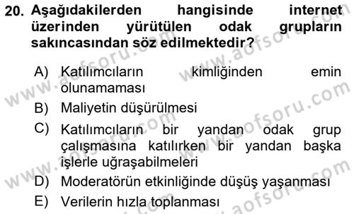 Halkla İlişkiler Kampanya Analizi Dersi 2018 - 2019 Yılı Yaz Okulu Sınav Soruları 20. Soru