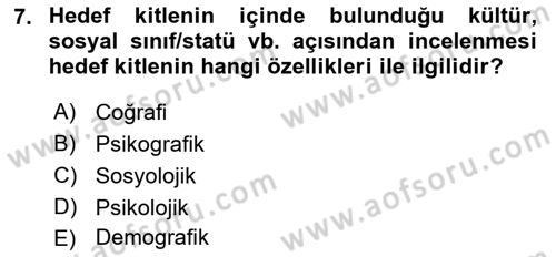Halkla İlişkiler Kampanya Analizi Dersi 2018 - 2019 Yılı Yaz Okulu Sınav Soruları 7. Soru