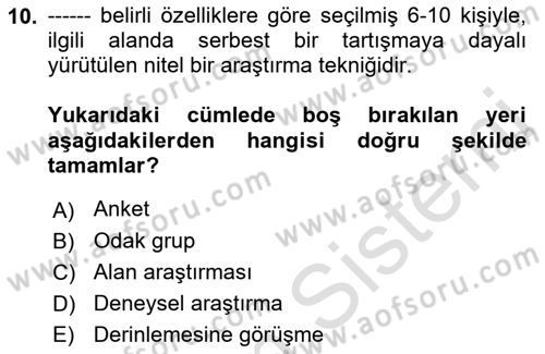 Halkla İlişkiler Kampanya Analizi Dersi Ara Sınavı Deneme Sınav Soruları 10. Soru