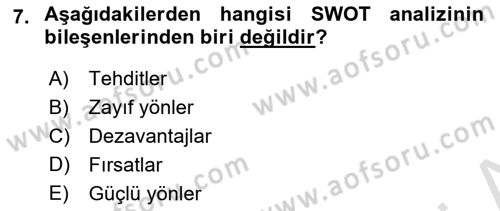 Halkla İlişkiler Kampanya Analizi Dersi Ara Sınavı Deneme Sınav Soruları 7. Soru