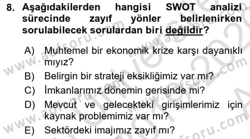 Halkla İlişkiler Kampanya Analizi Dersi Ara Sınavı Deneme Sınav Soruları 8. Soru