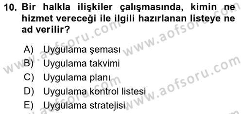 Halkla İlişkiler Kampanya Analizi Dersi 2019 - 2020 Yılı (Final) Dönem Sonu Sınav Soruları 10. Soru
