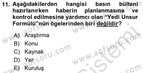 Halkla İlişkiler Kampanya Analizi Dersi 2019 - 2020 Yılı (Final) Dönem Sonu Sınav Soruları 11. Soru