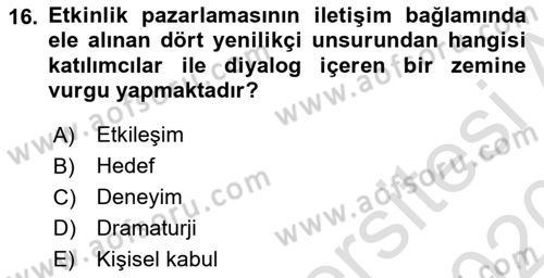 Halkla İlişkiler Kampanya Analizi Dersi 2019 - 2020 Yılı (Final) Dönem Sonu Sınav Soruları 16. Soru