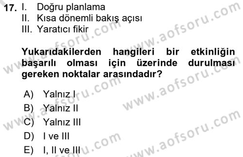 Halkla İlişkiler Kampanya Analizi Dersi 2019 - 2020 Yılı (Final) Dönem Sonu Sınav Soruları 17. Soru